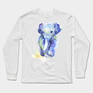 Blue Baby Elephant Long Sleeve T-Shirt